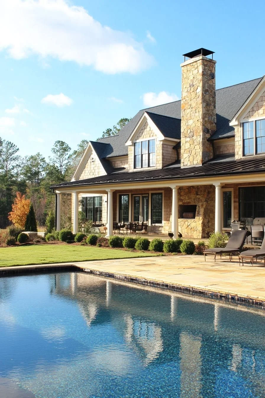 Rustic Home With a Refined Pool Area