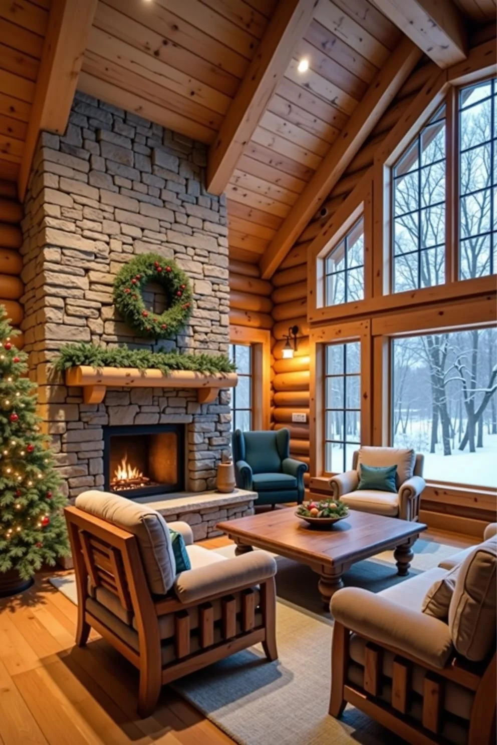 A Playful Log Cabin Lounge
