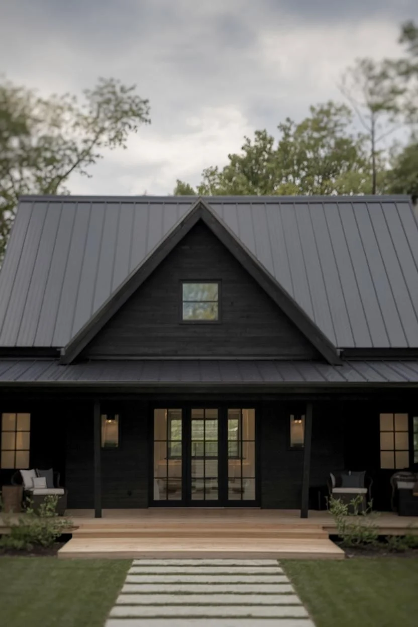 Charcoal A-Frame Cabin in the Woods