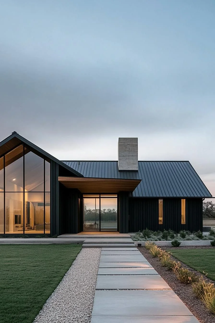 A Steel Barndominium Set in Twilight