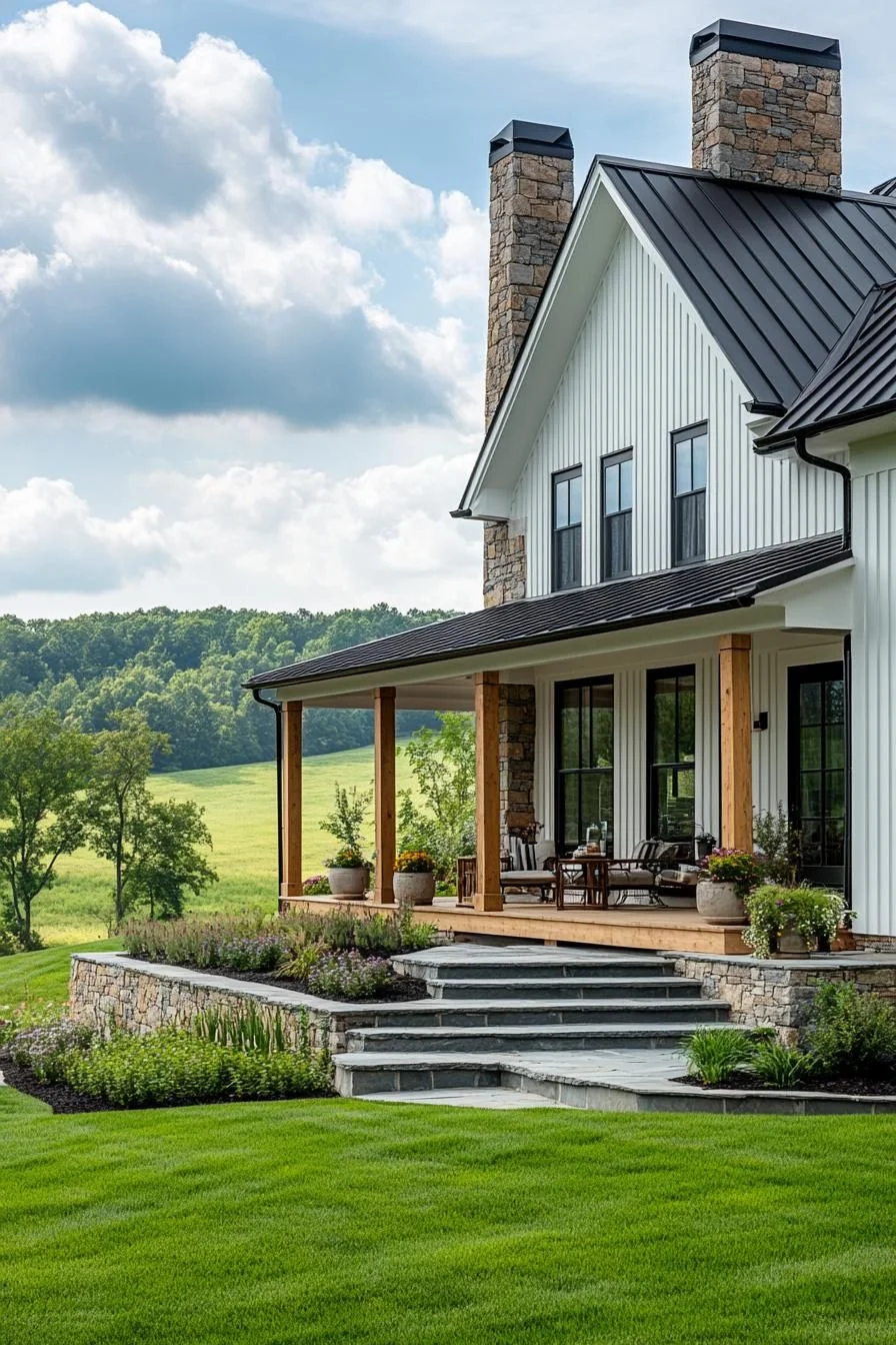 A Modern Farmhouse Perched on a Hillside