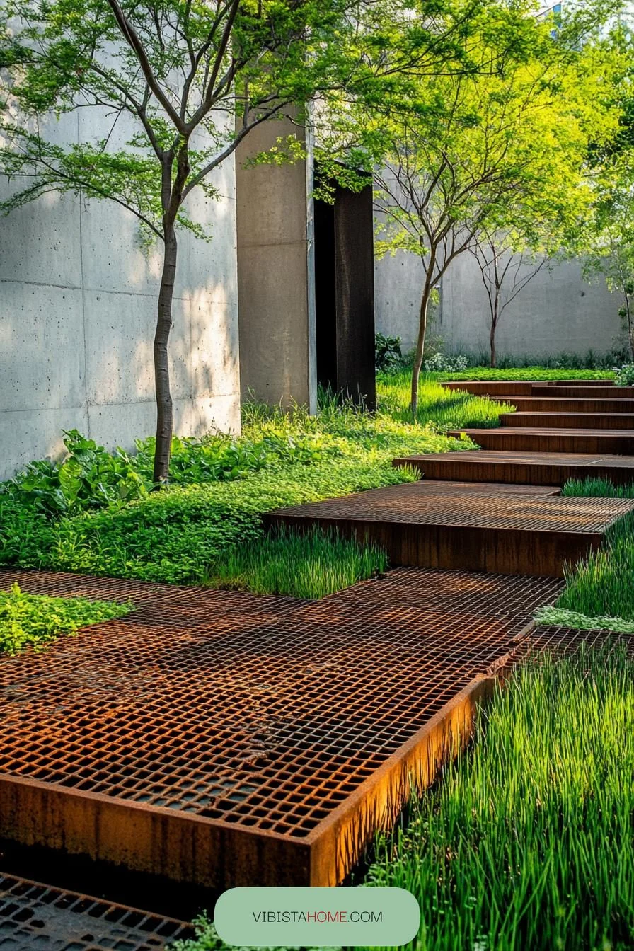Verdant Layers with Rusty Lattice Grooves