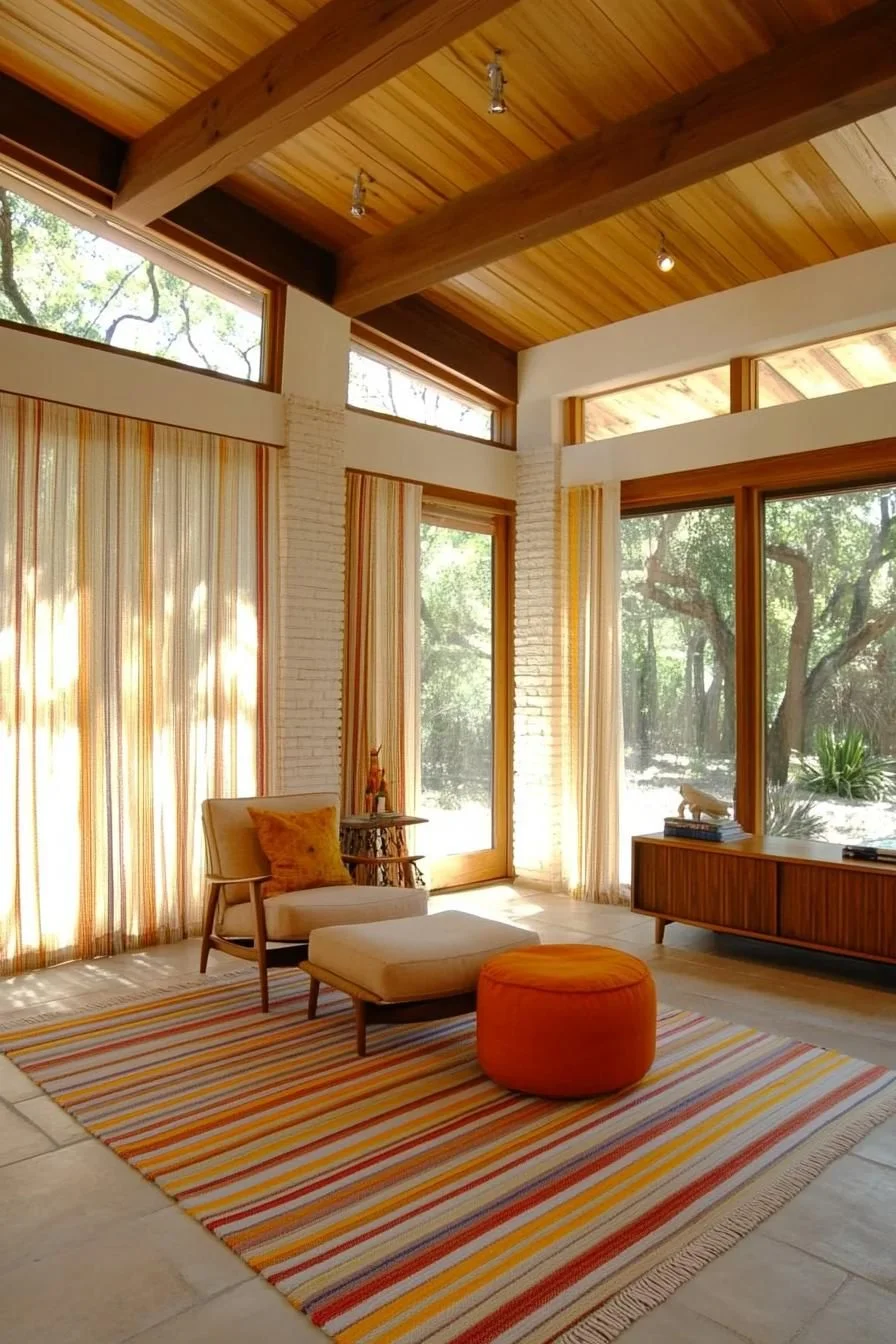 Bright Mid-Century Living Room Design