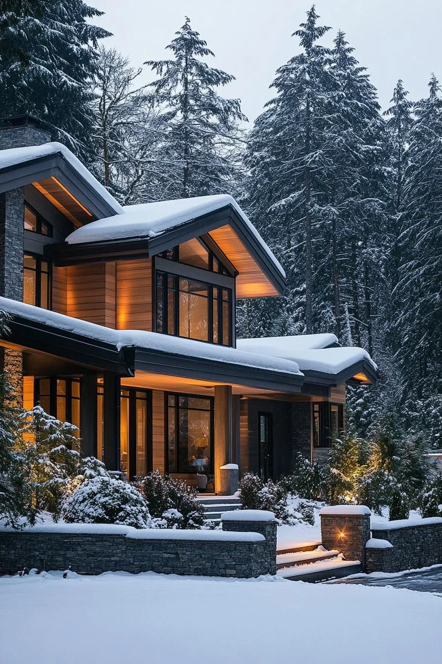 Sleek Modern Home in Winter