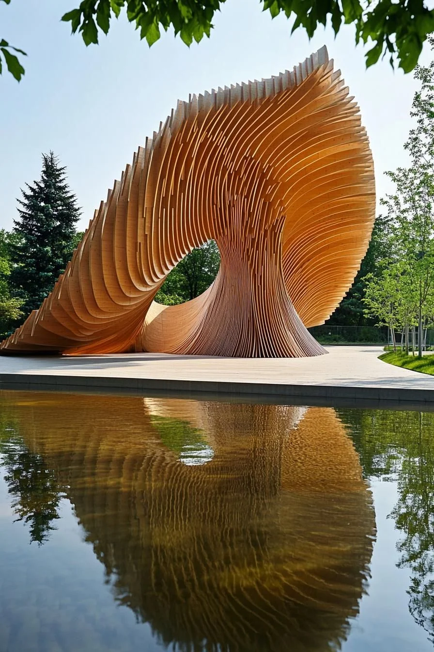 Swirling Wooden Woodland Pavilion
