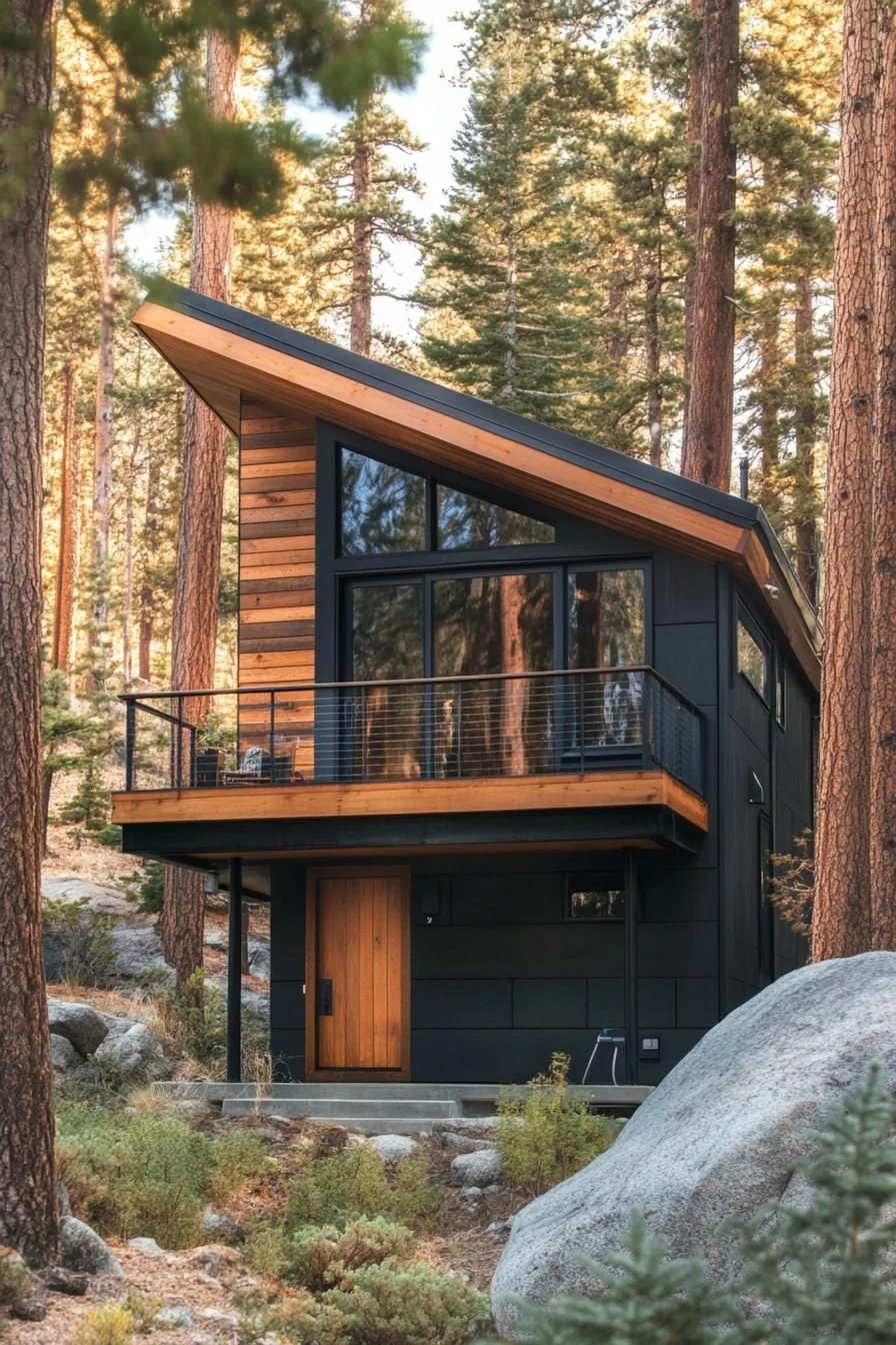 Sloped-Roof Cabin Calm Among the Pines