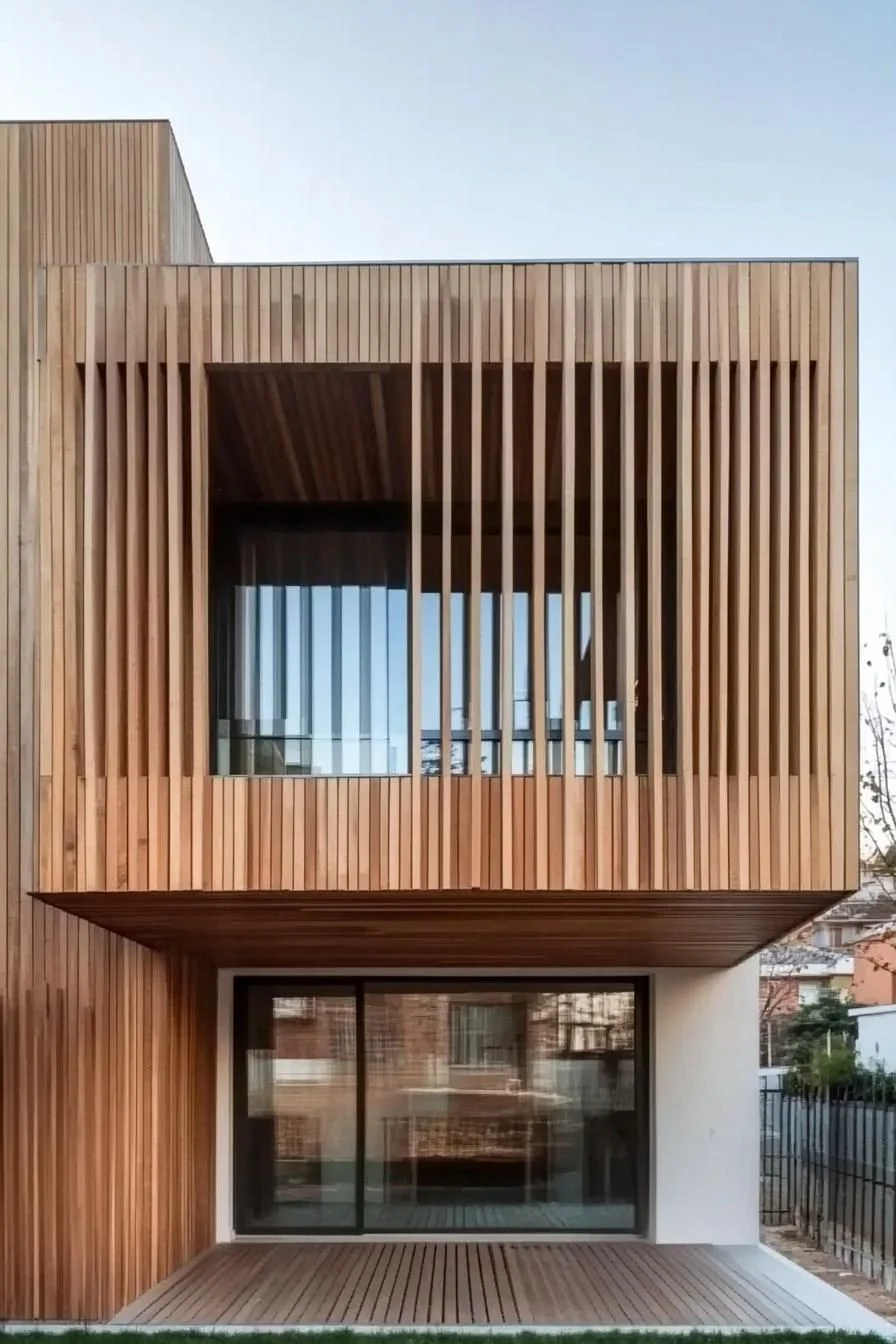 A Facade with Layered Timber Detail