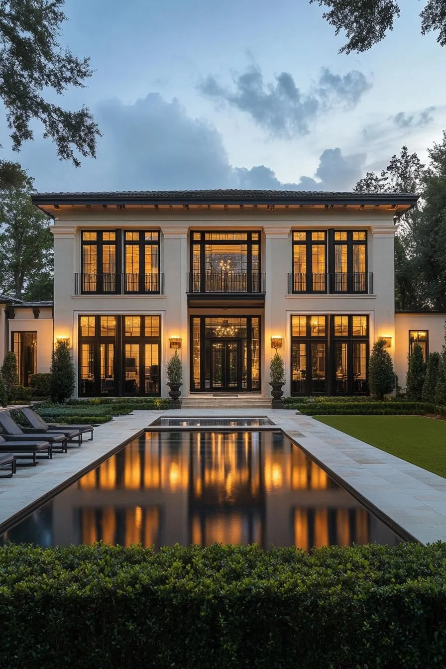 Refined Home Lit by Evening Light