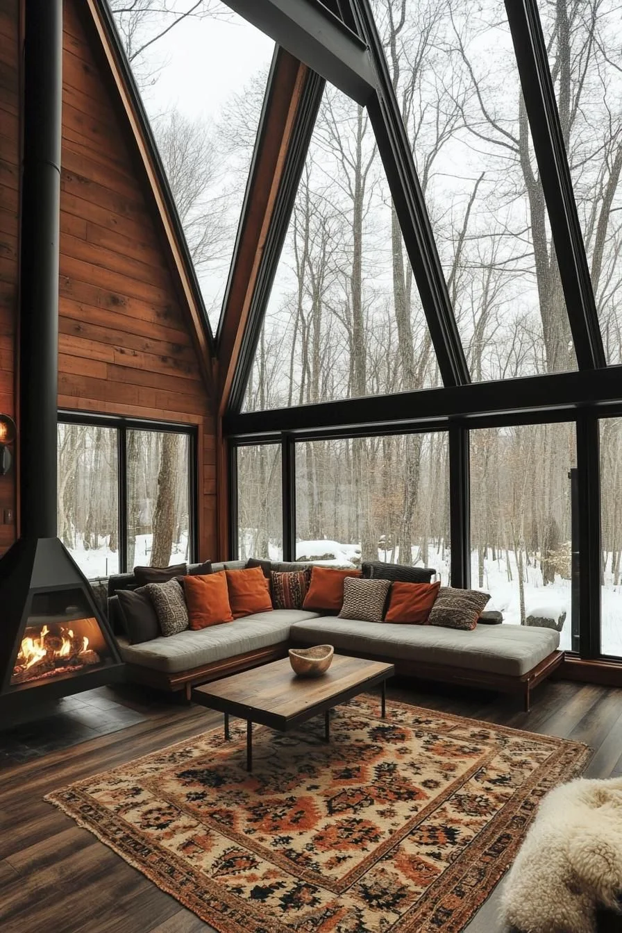An A-Frame Living Room With Sweeping Views