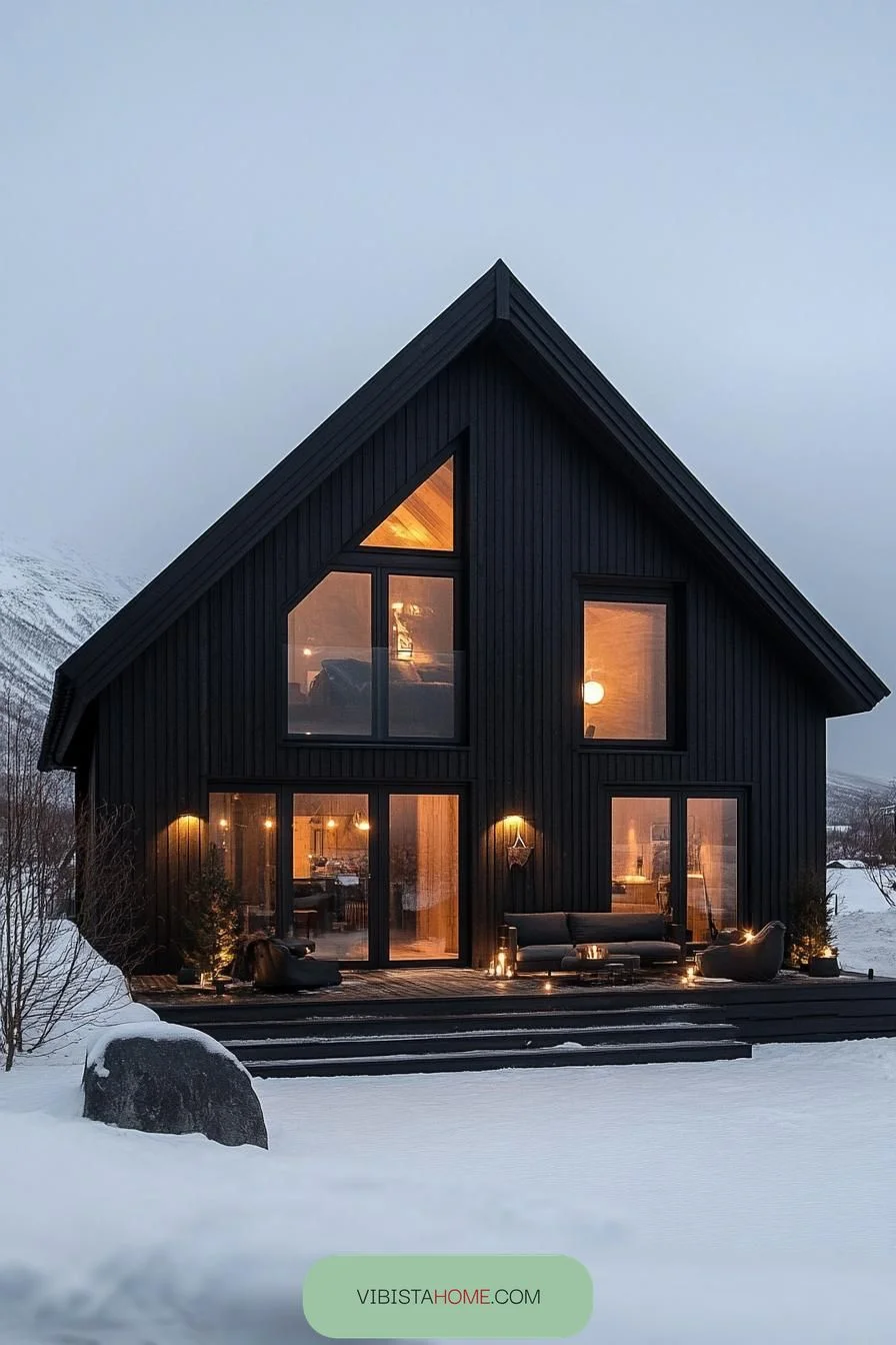 Noir Cabin in a Snowy Wonderland