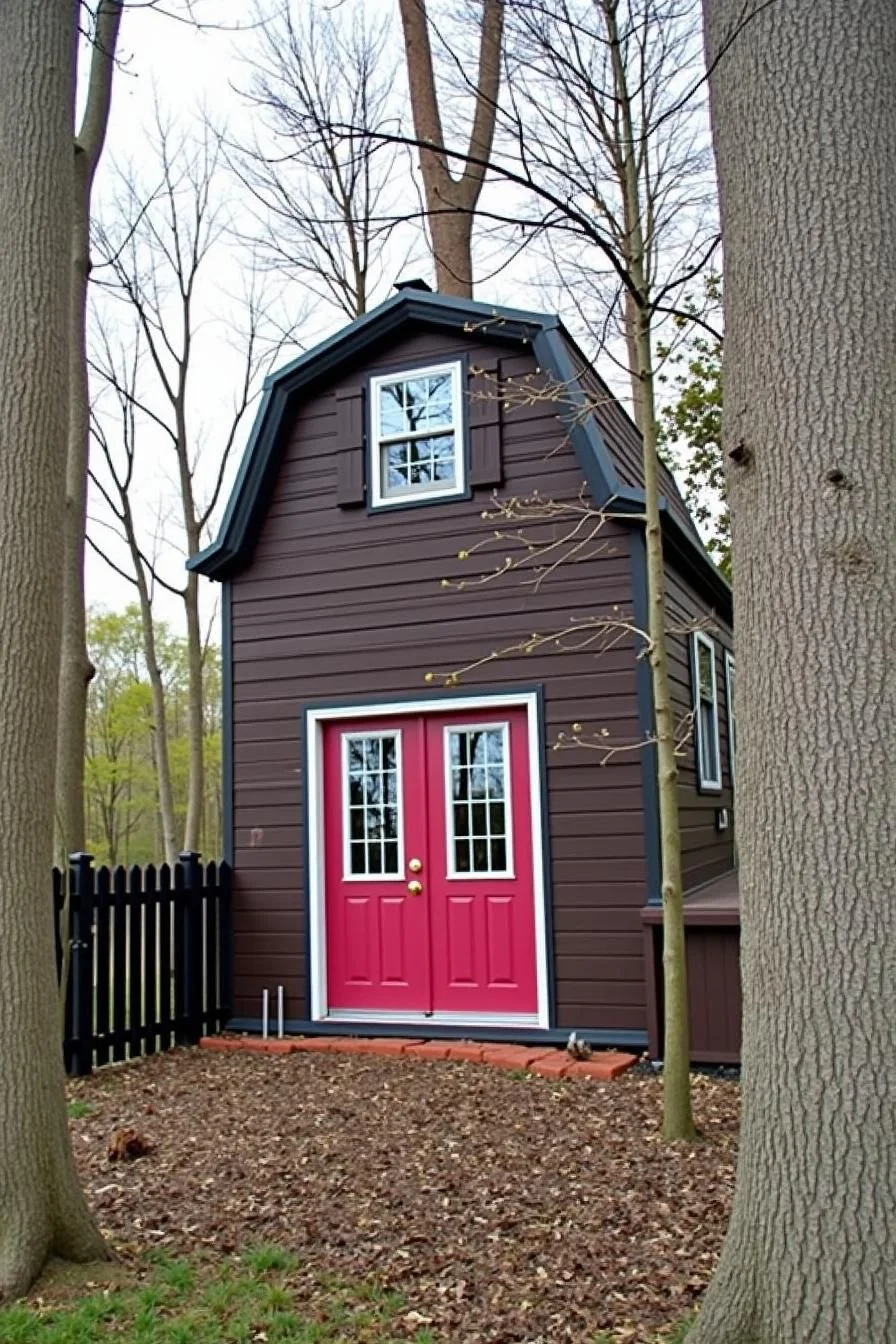 41) A Gambrel-Roofed Home in the Woods