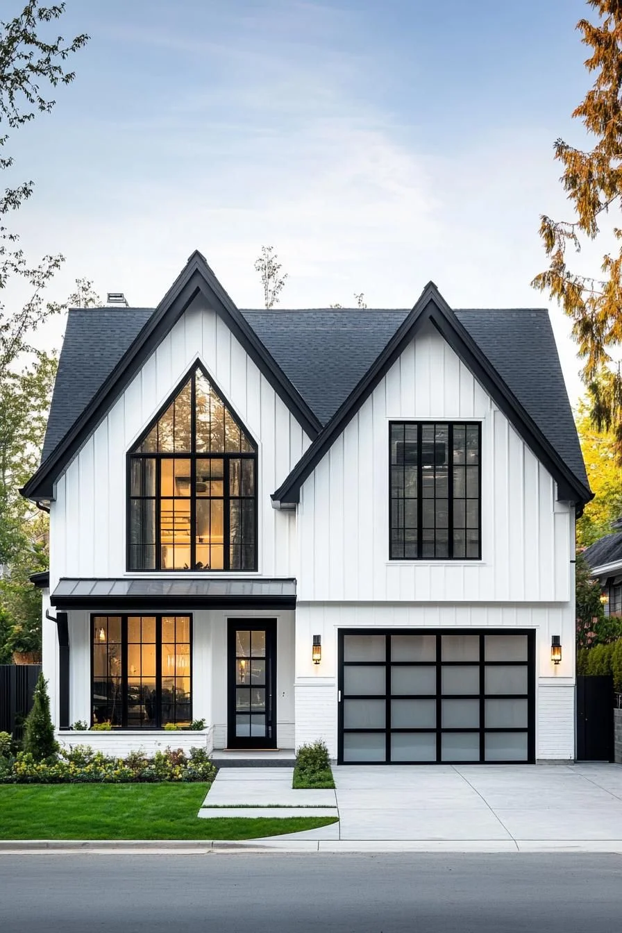 34) White House Outlined in Ink-Black Trim