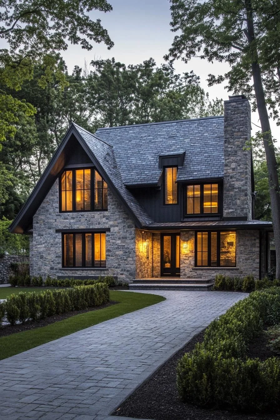 Rustic Stone Cottage Beneath the Night Sky