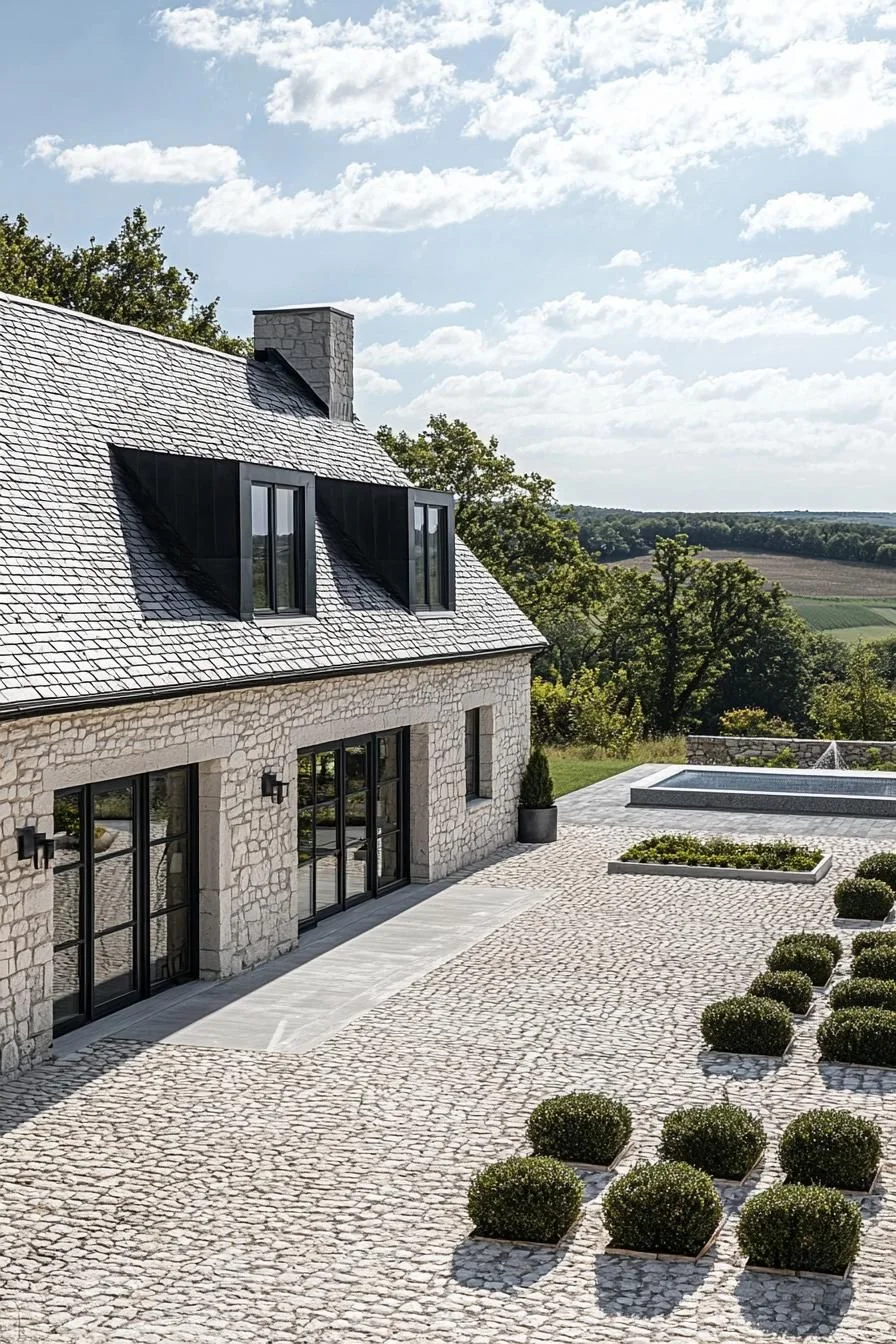 Stylish Cobblestone Retreat with Open Sky Views