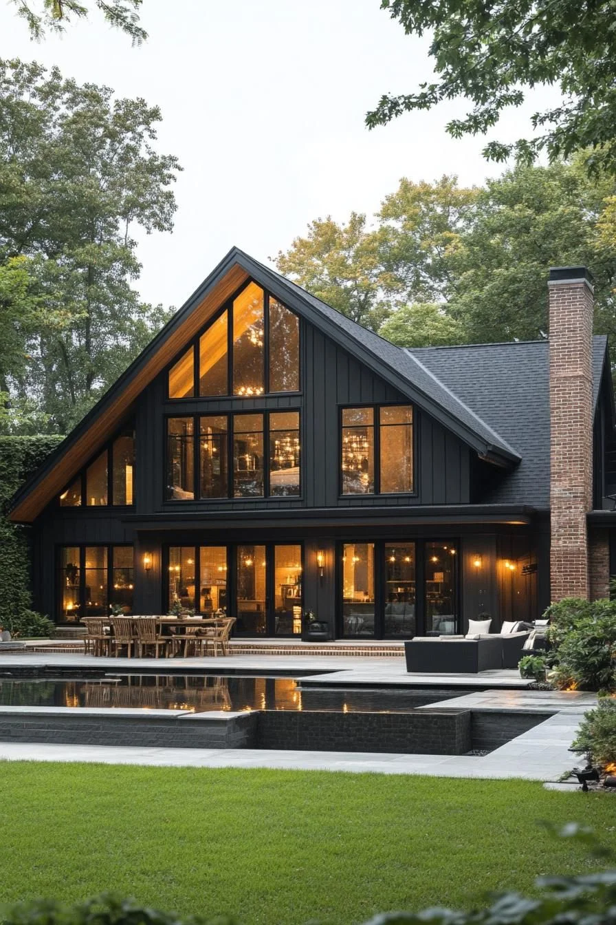 Elegant Gable House at Evening