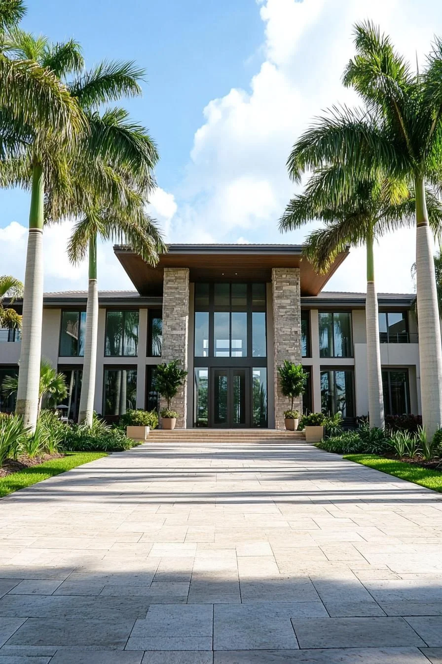 Concrete Home Framed by Perfect Palms