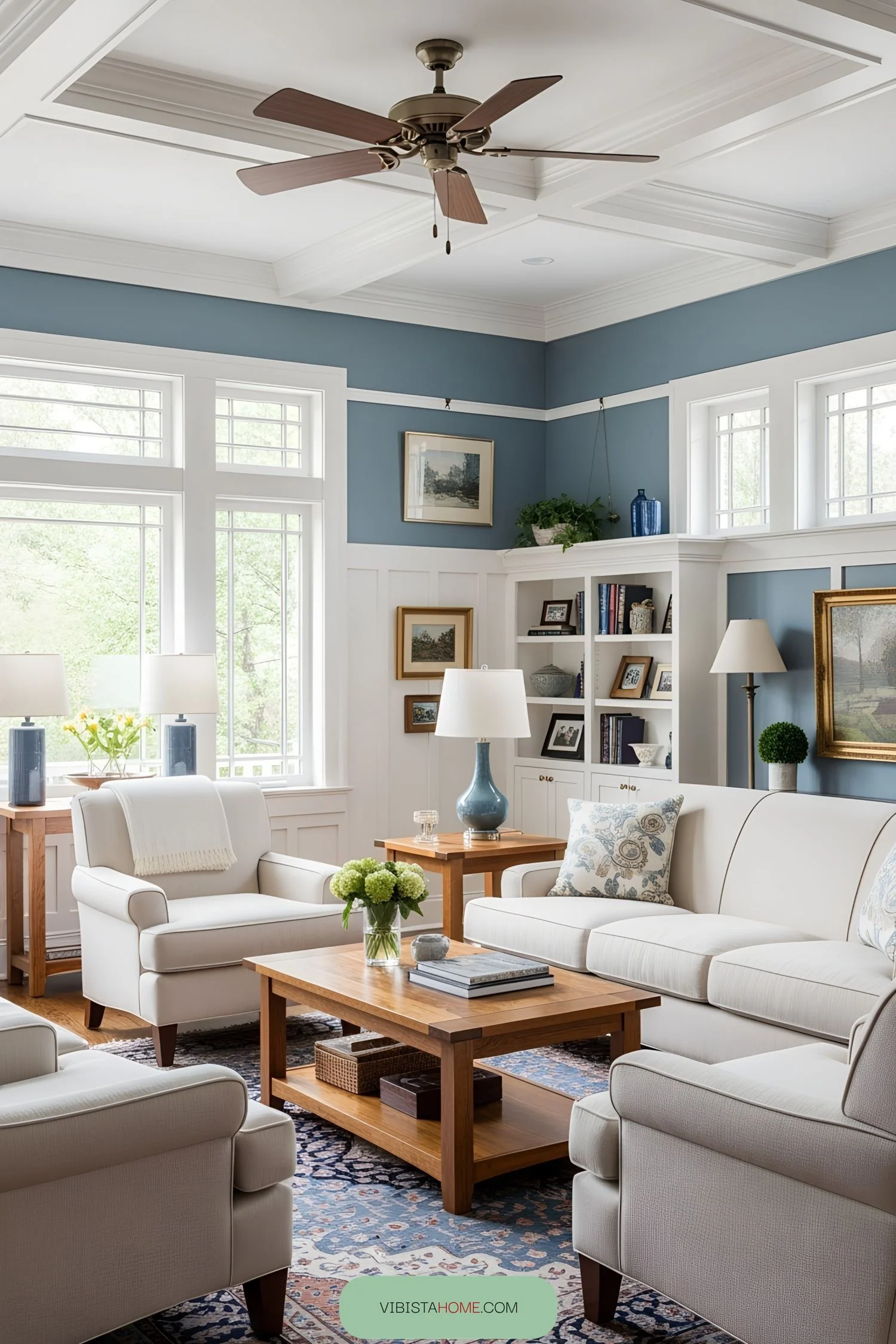 6) A Calm Blue Living Room Retreat