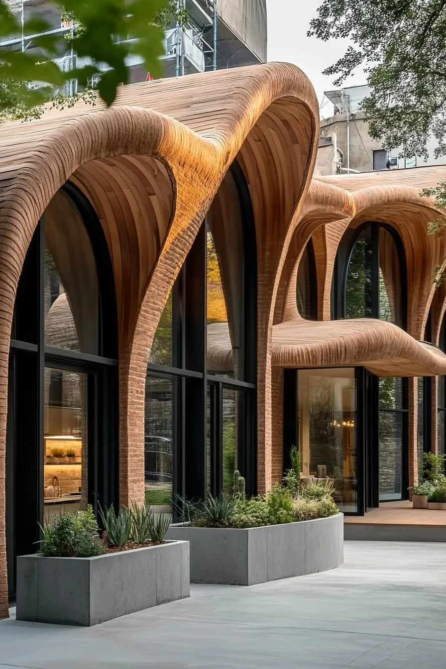 Wavy Wood Facade Architecture