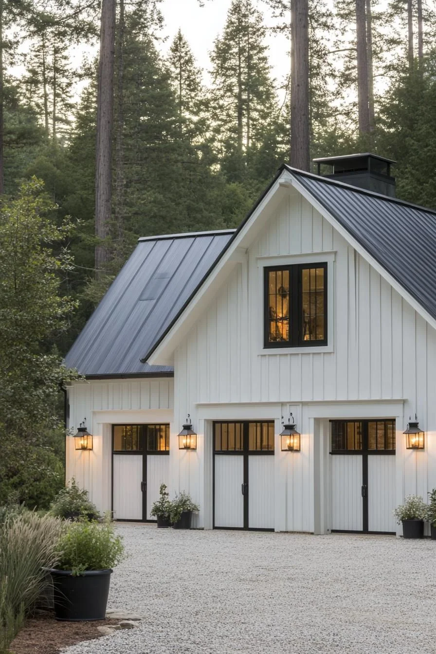 A White Farmhouse Set Among the Trees