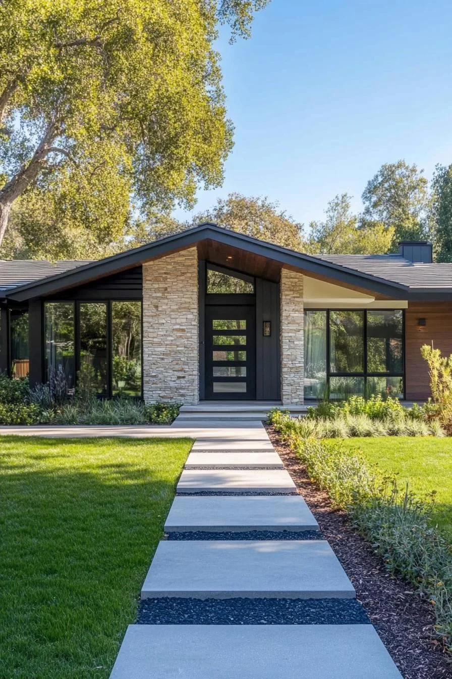 Stylish Stone Ranch with a Glassy Finish