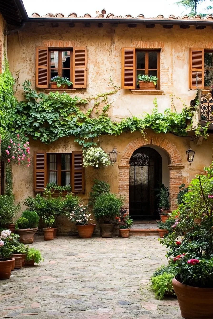 Courtyard Facade with Shuttered Windows