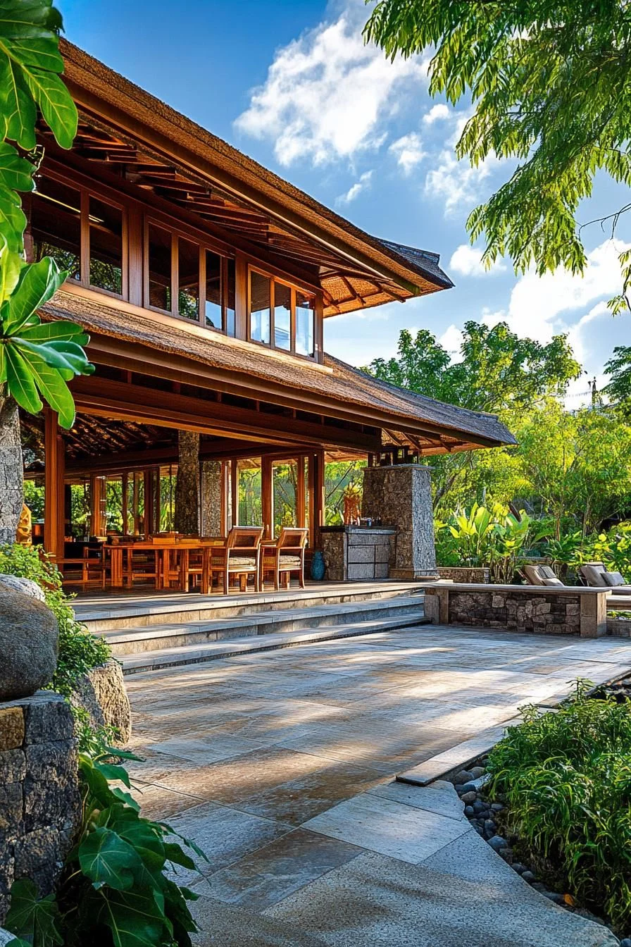 A Sunlit Pavilion with Rustic Charm