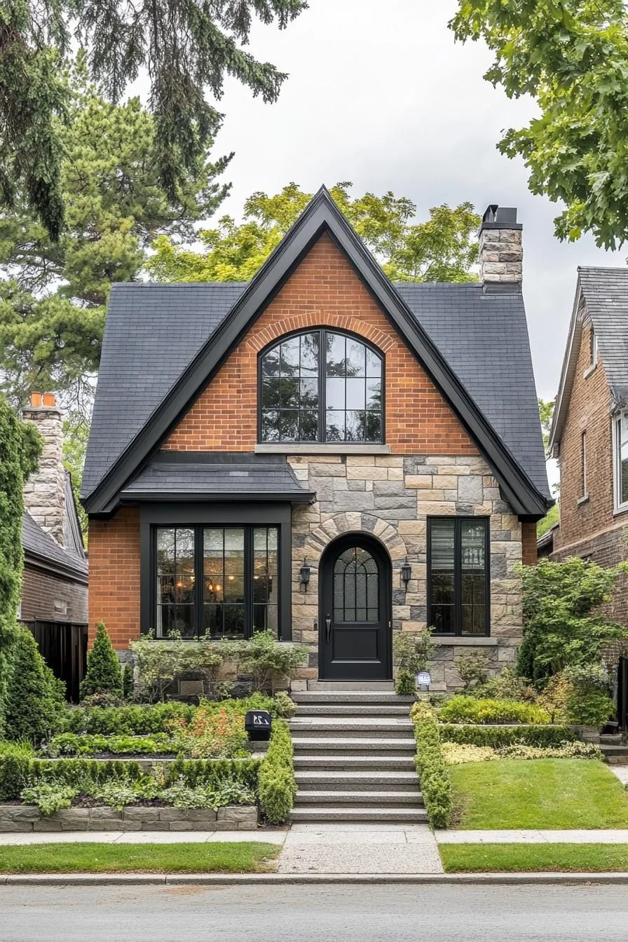 Brick and Stone Gable Style