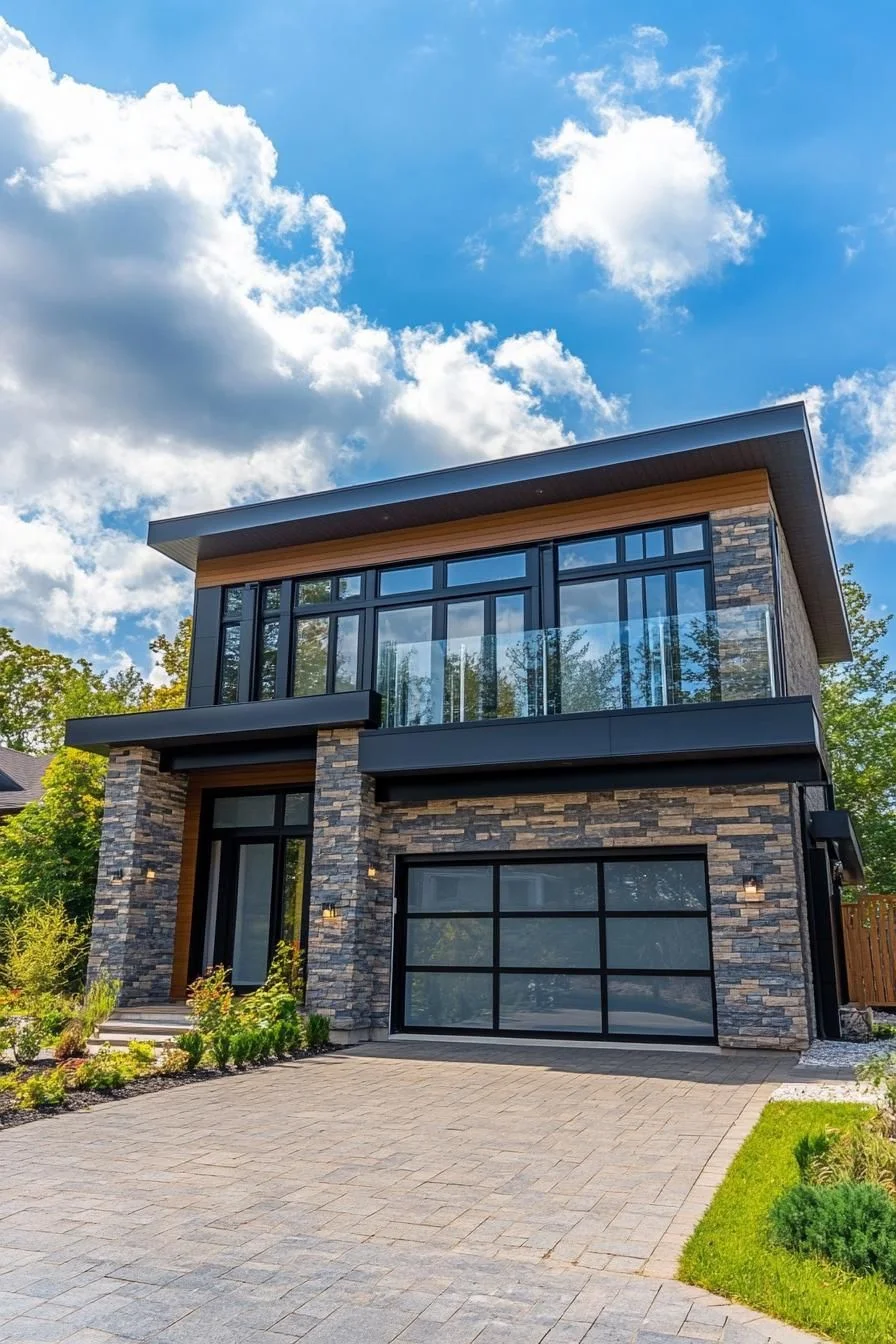 Stone Facade with Clear Glass Views