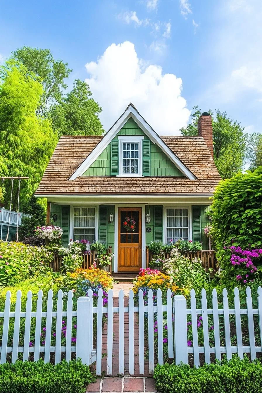 Green-Gabled Cottage in Blossoms