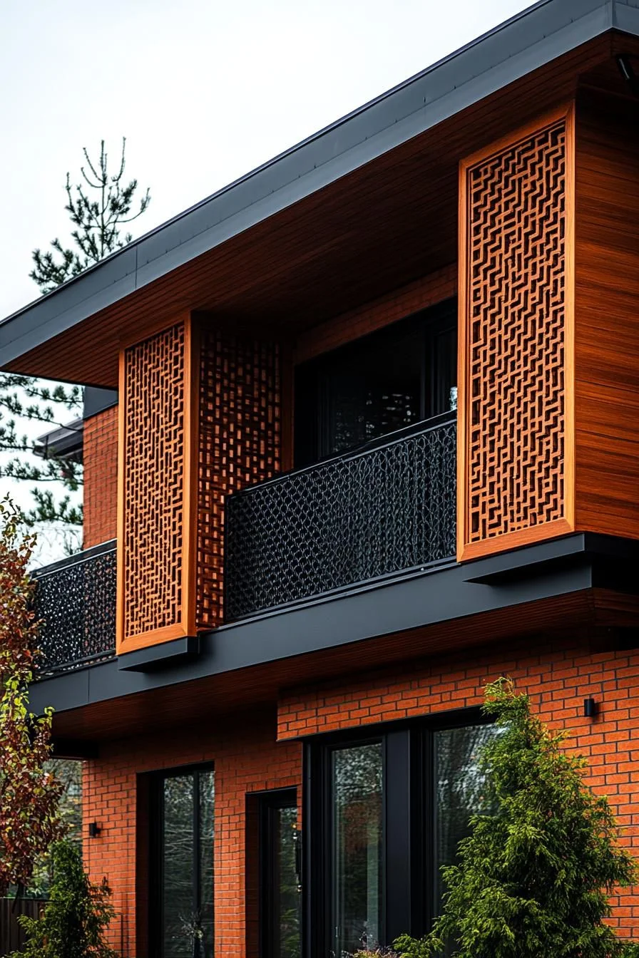 Brick Facade With Wood Accents