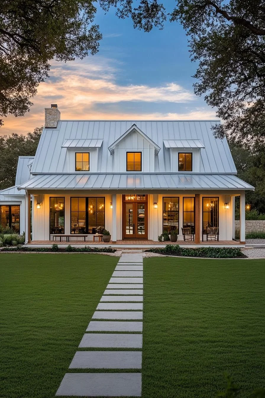 A Farmhouse with Playful Gabled Rooflines