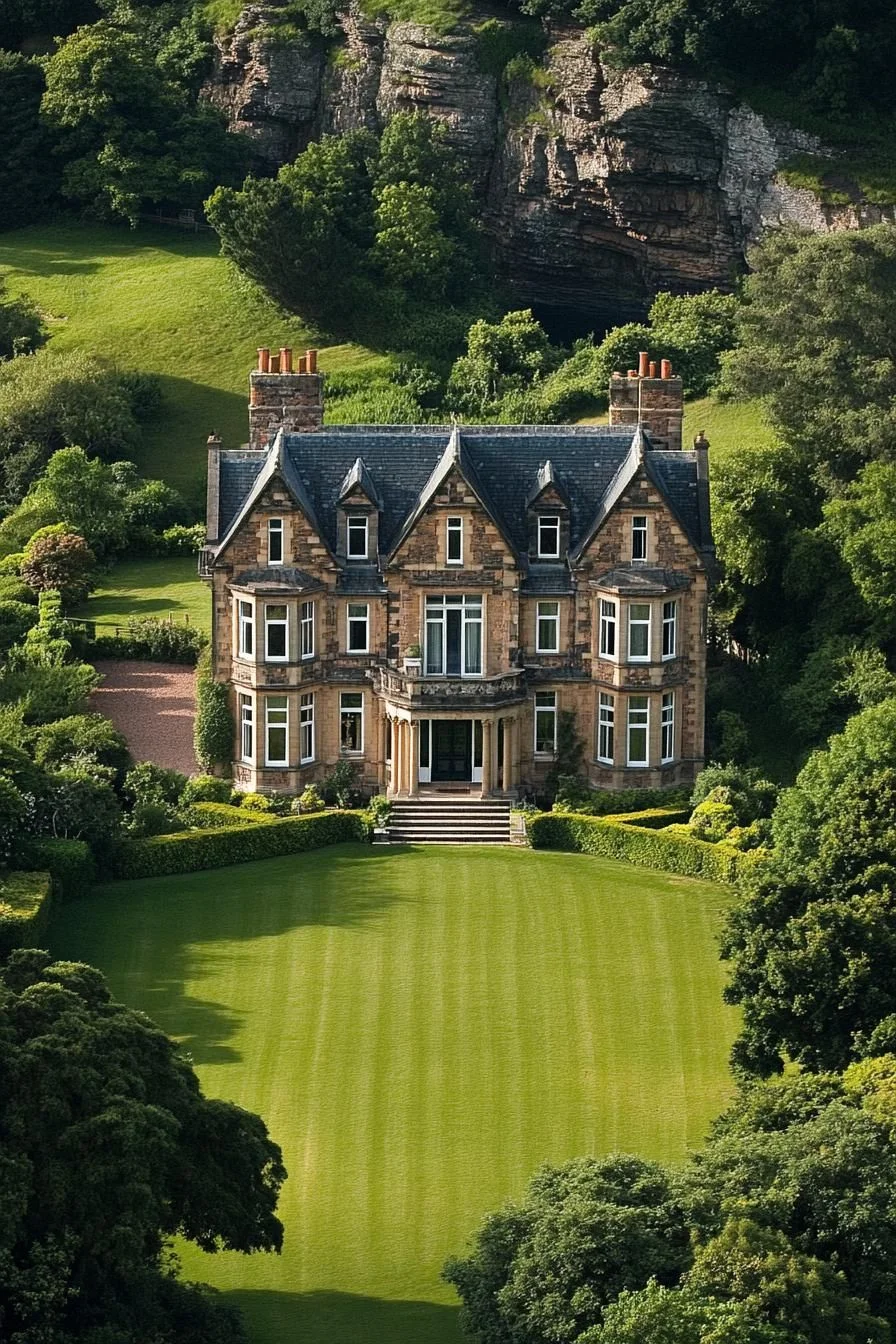 An Ancestral Manor With a Green Lawn Carpet