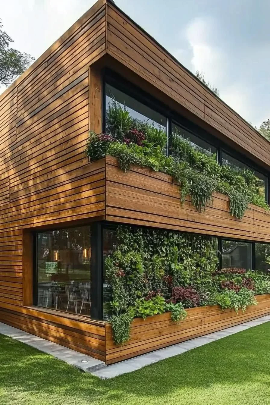Timber Facade Wrapped in Greenery