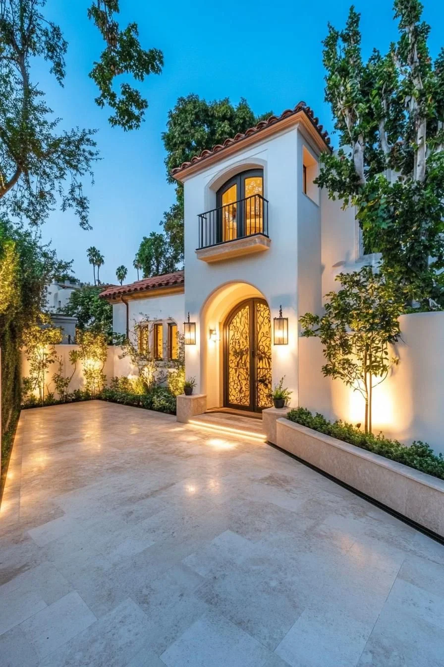 A Mediterranean Villa Under the Night Sky
