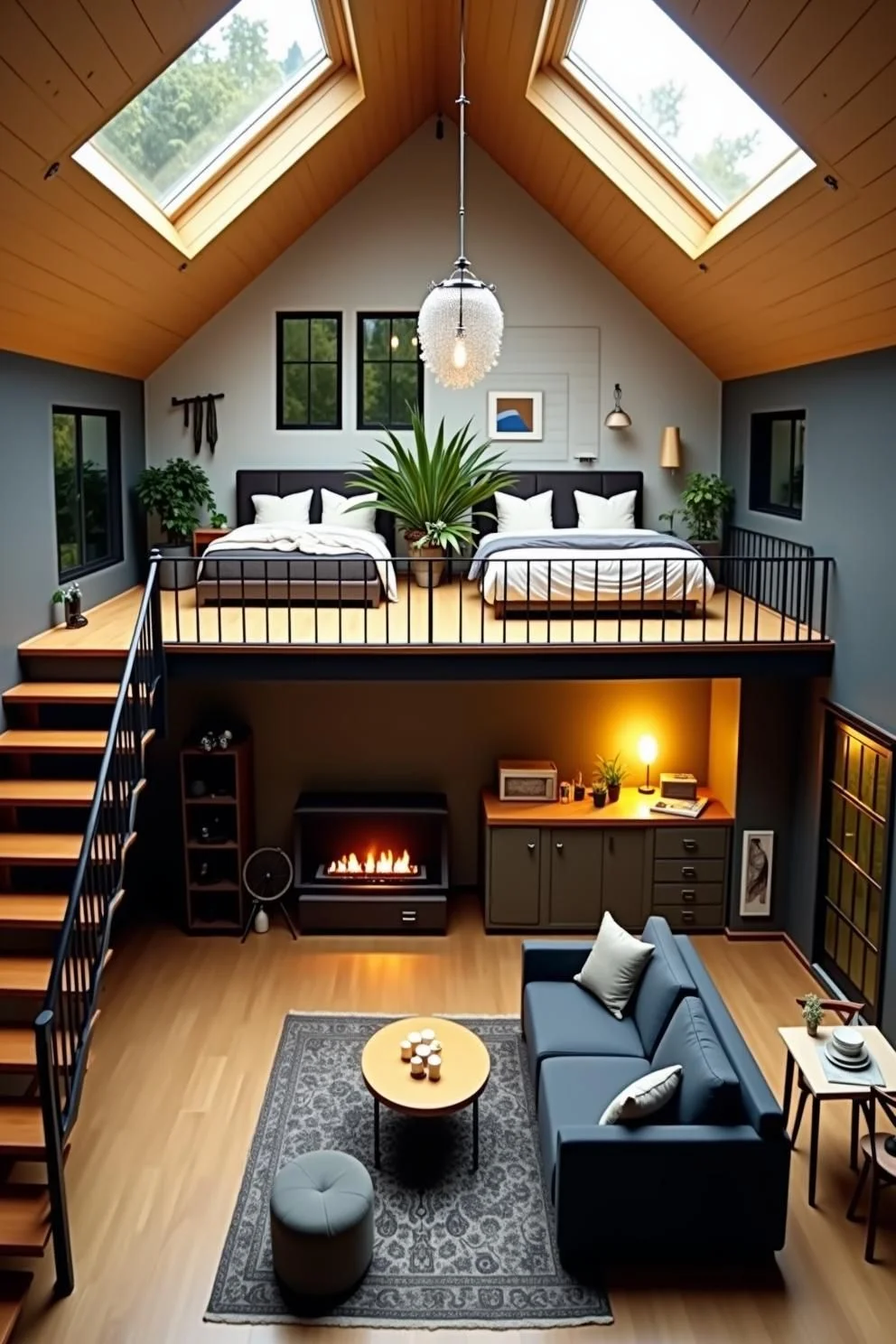 Skylight Bedrooms in Loft Design