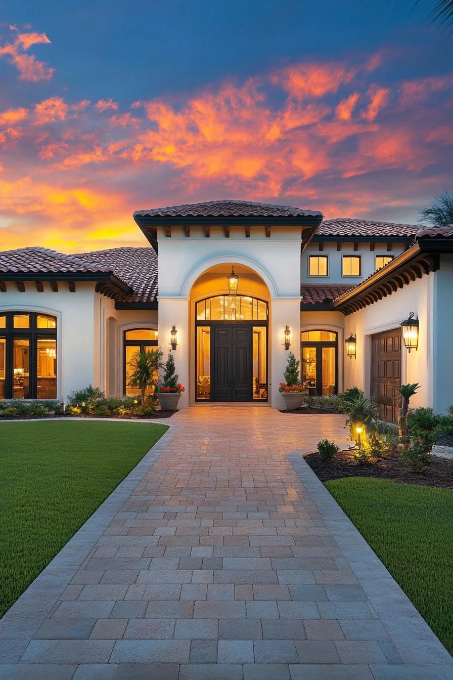 An Architectural Gateway at Sunset