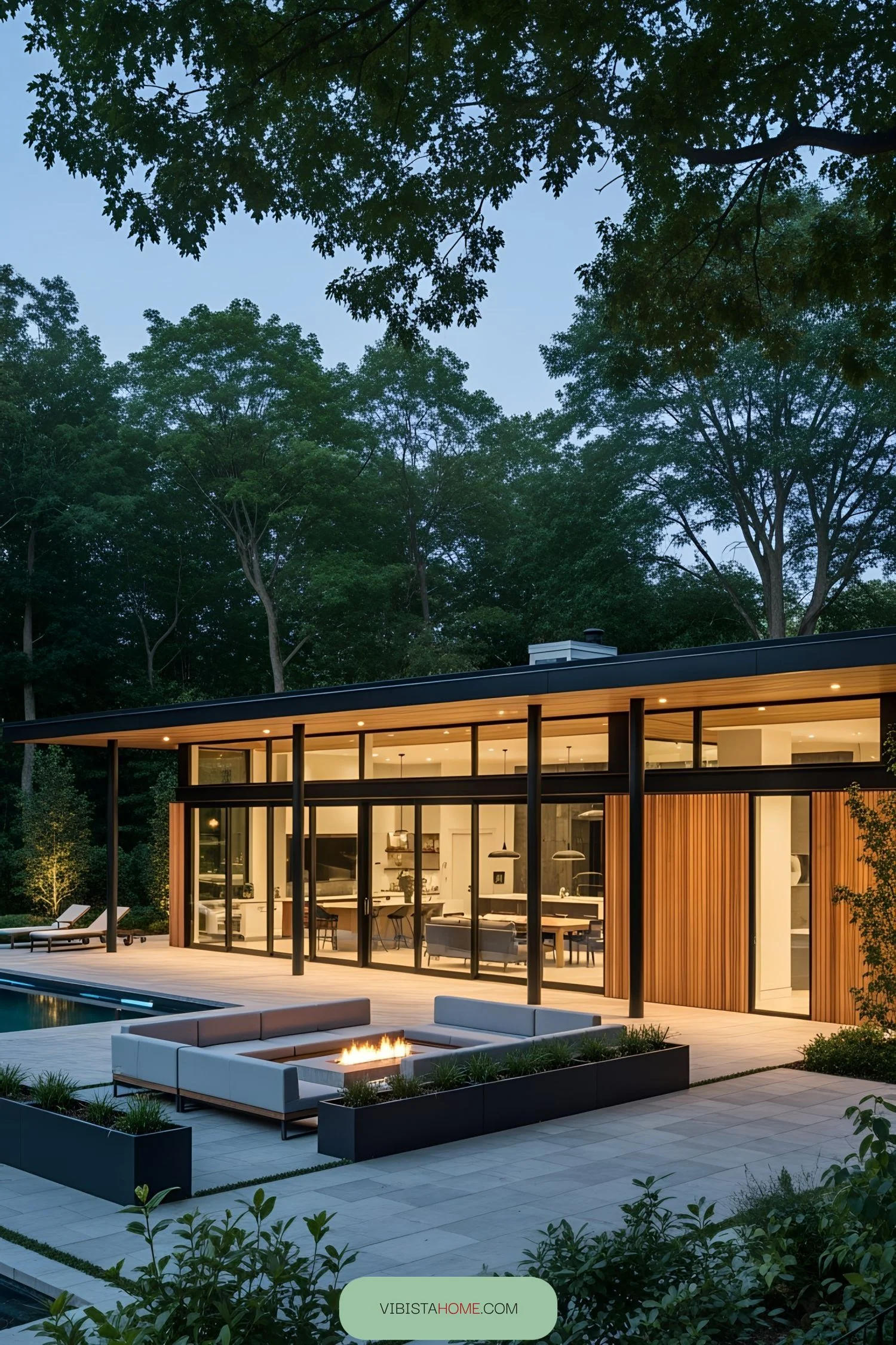 Stylish Poolside Relaxation at Twilight