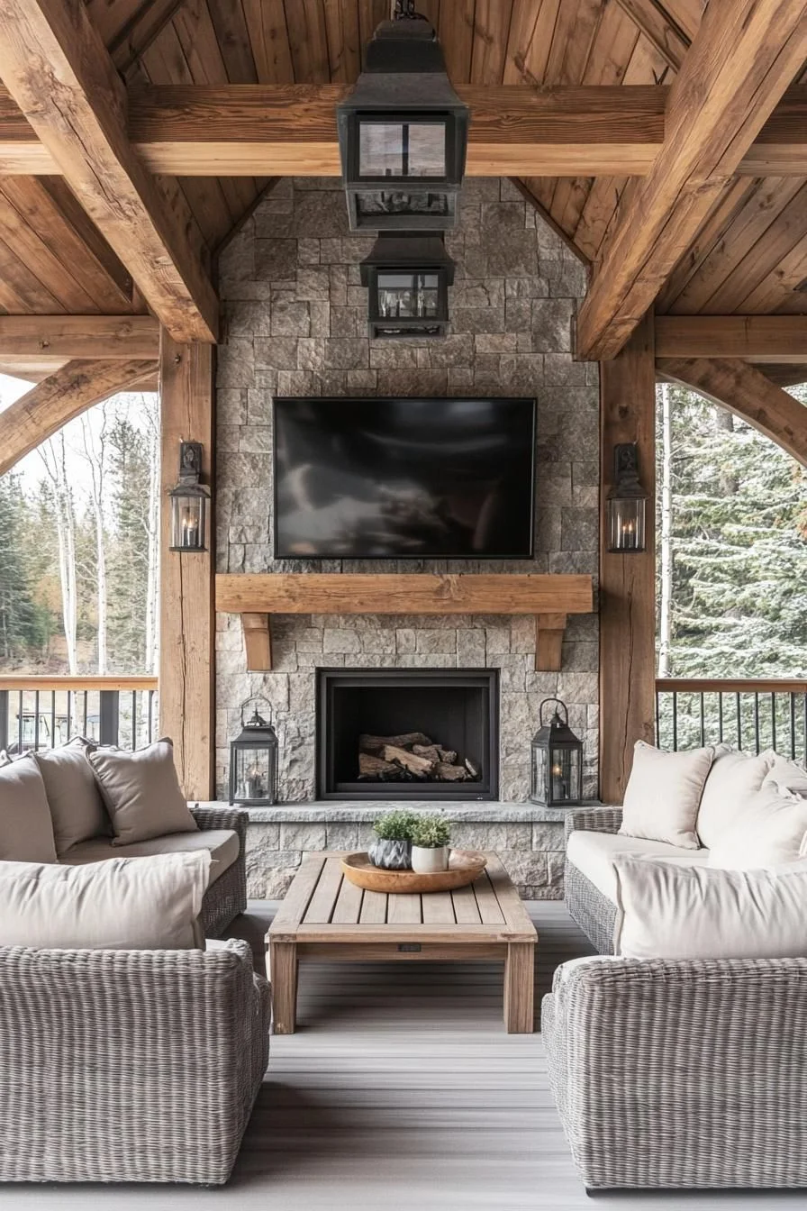 Rustic Retreat: A Cozy Fireside Lounge