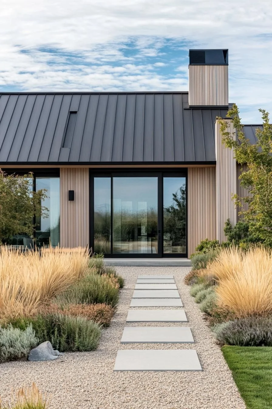 Symmetrical Long House with a Calm Facade