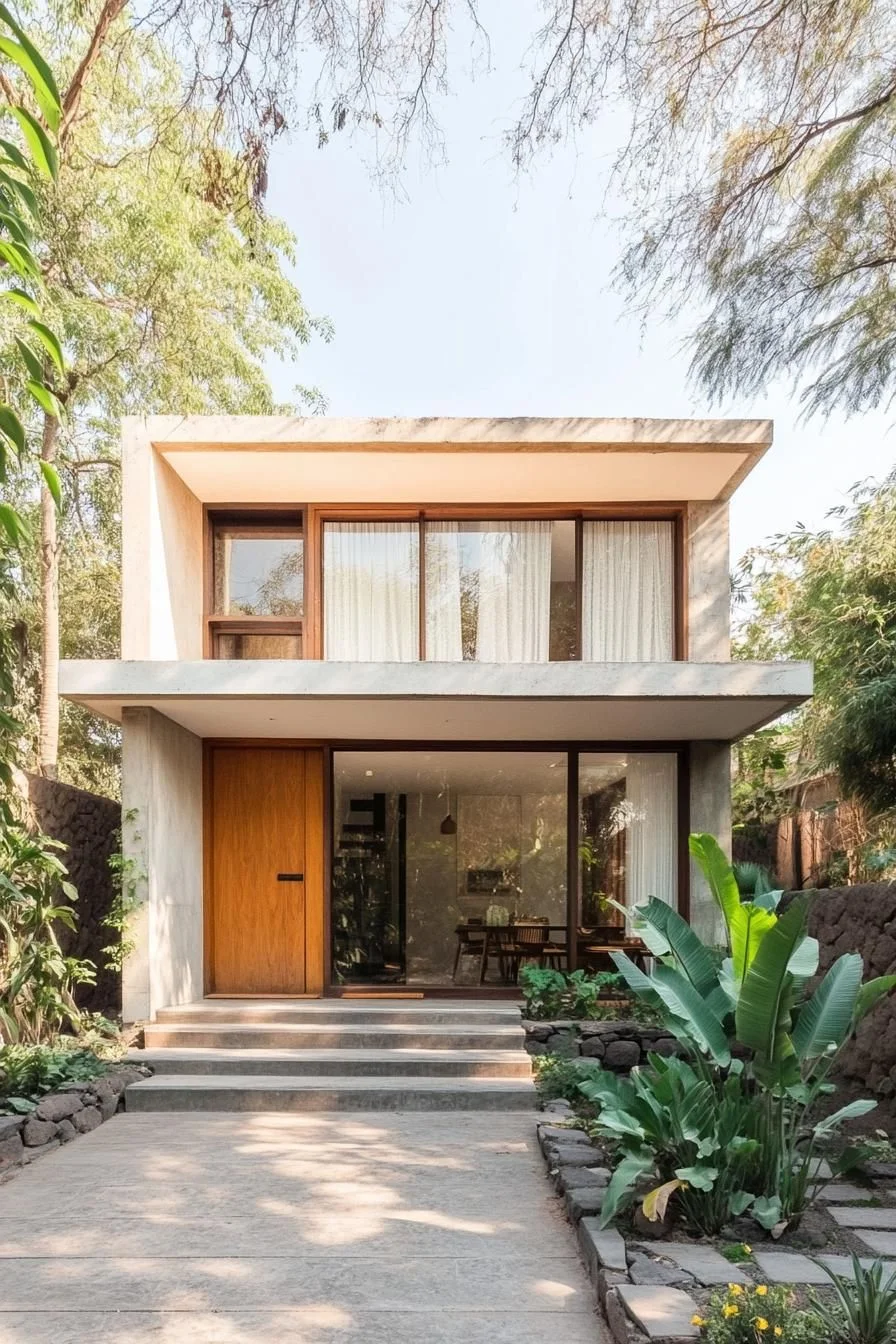 Tree-Lined Boxy Home Design