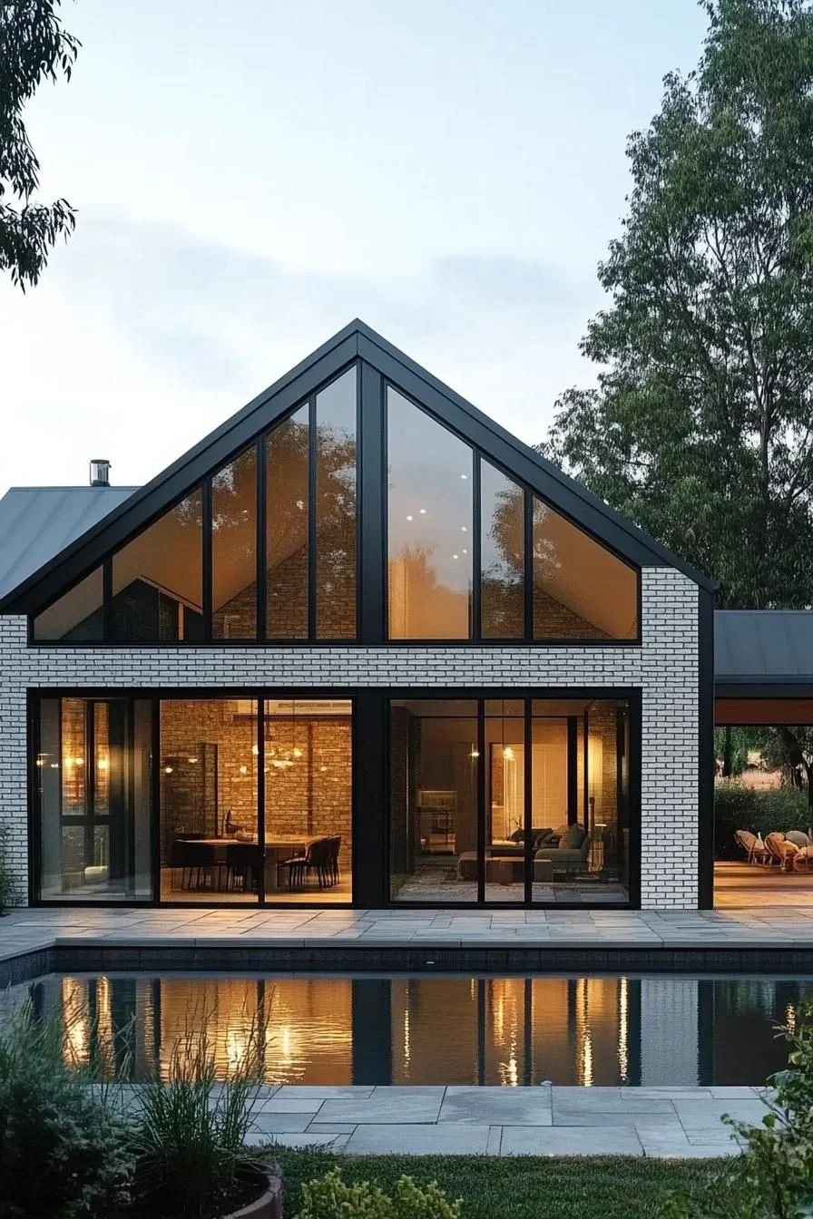 Gable House Glowing at Evening Light