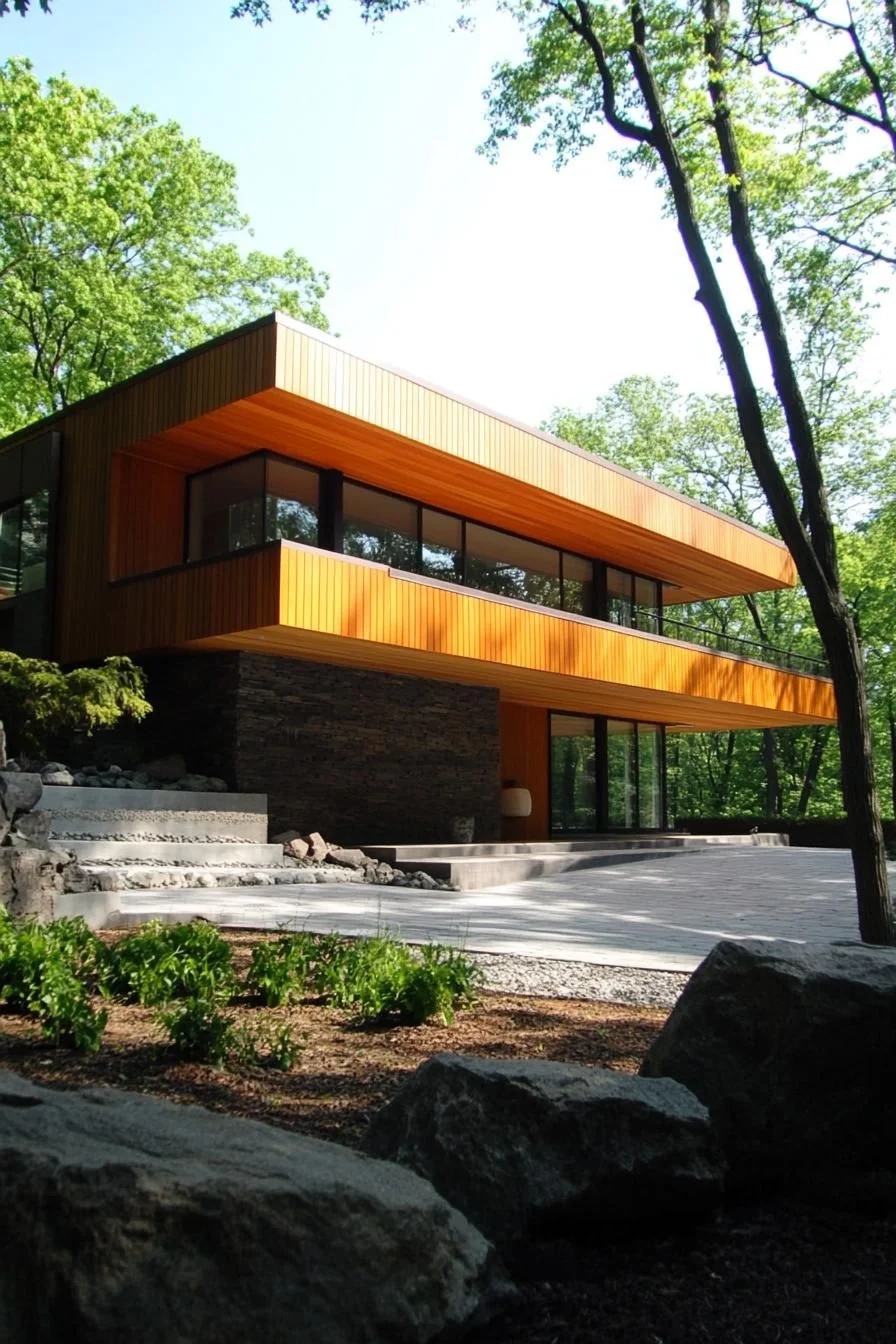A Golden Split Level Cube in the Woods