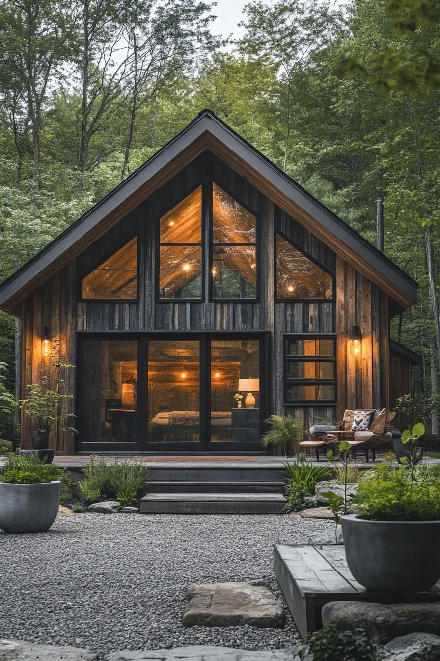 Gabled Barn Glowing in the Woods