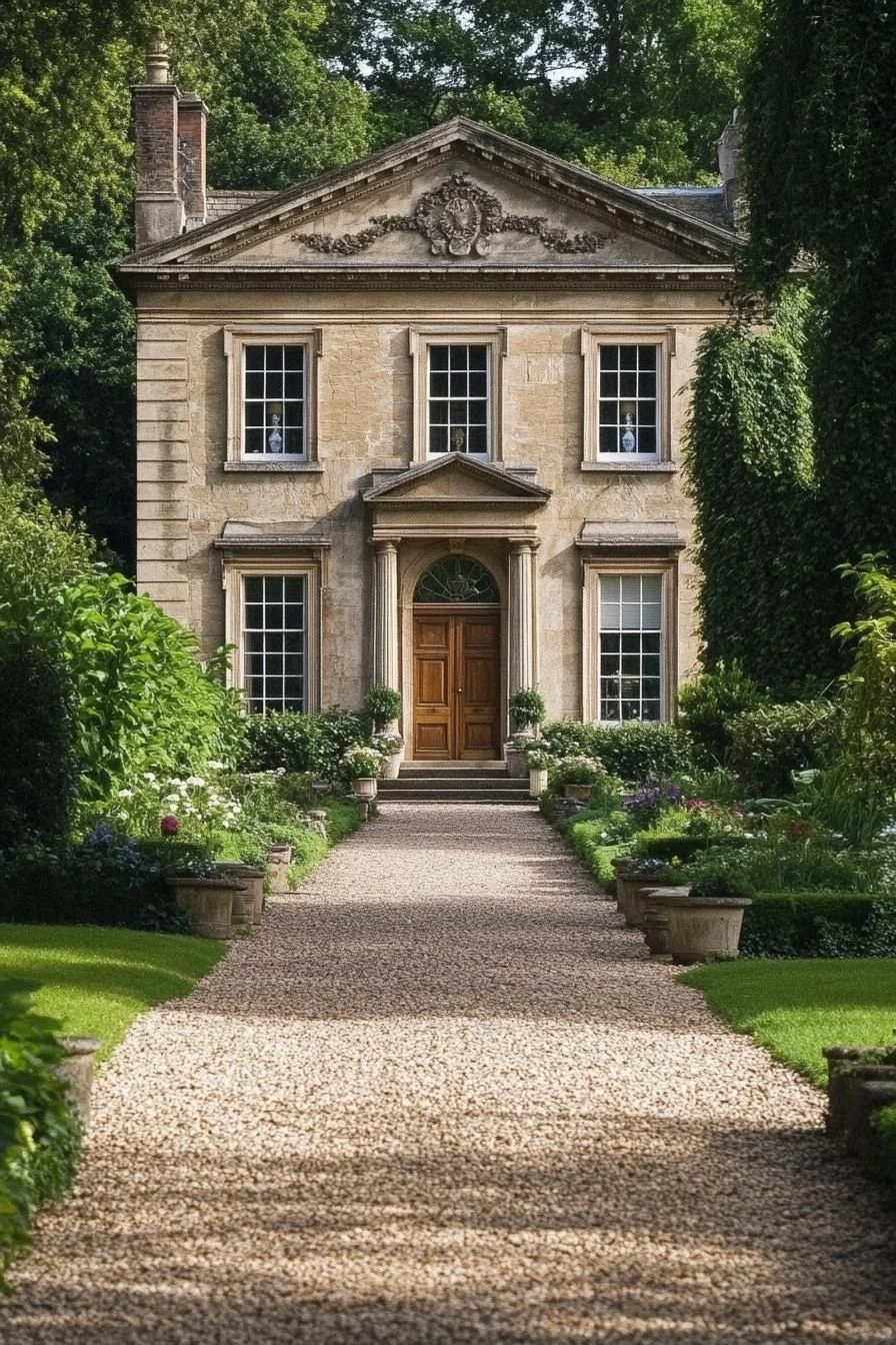 A Regal Manor Set Among Green Foliage