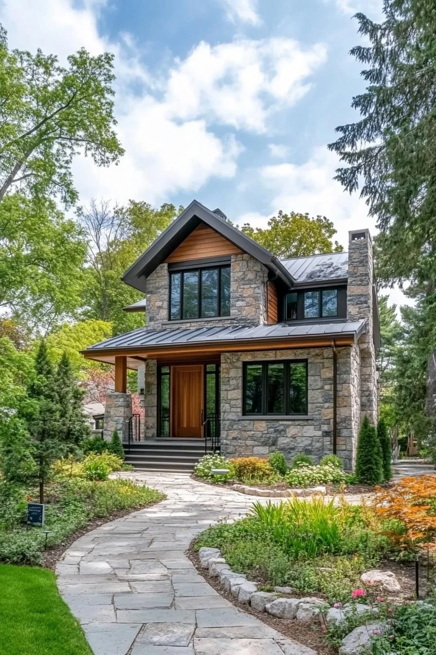 Storybook Stone Cottage Surrounded by Greenery