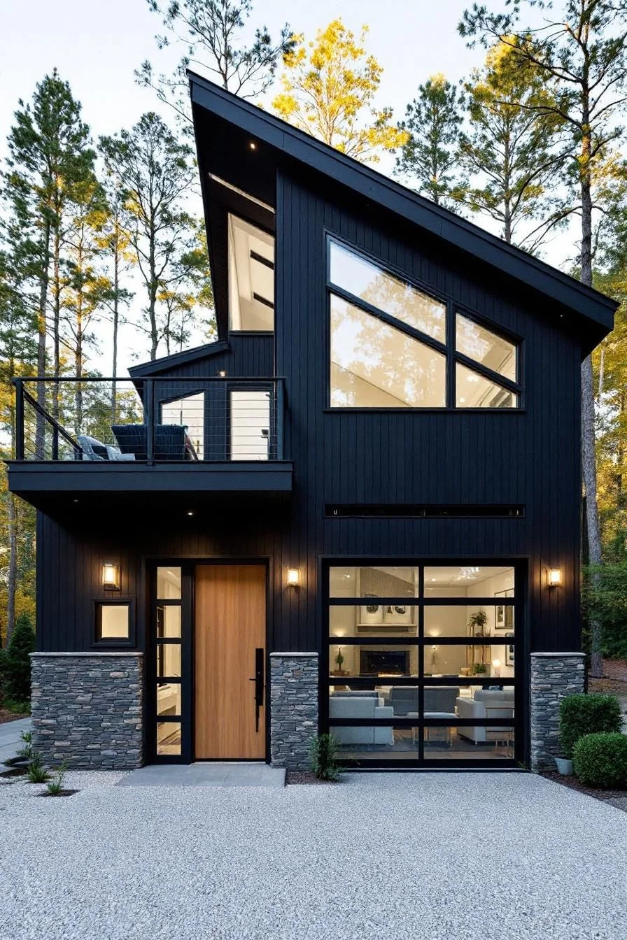 Sleek Black Garage House Design