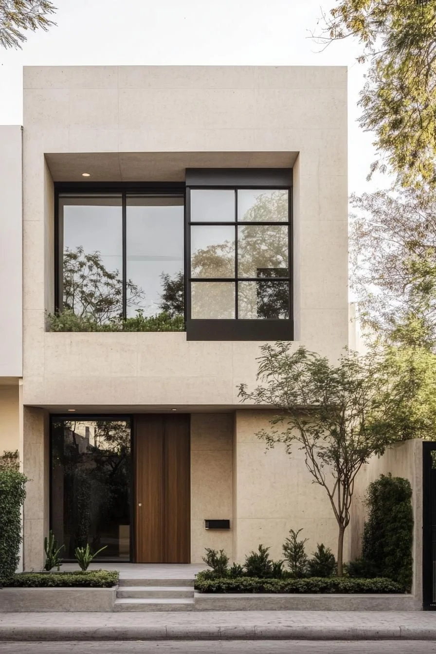 Boxy Architecture Framed By Verdant Views
