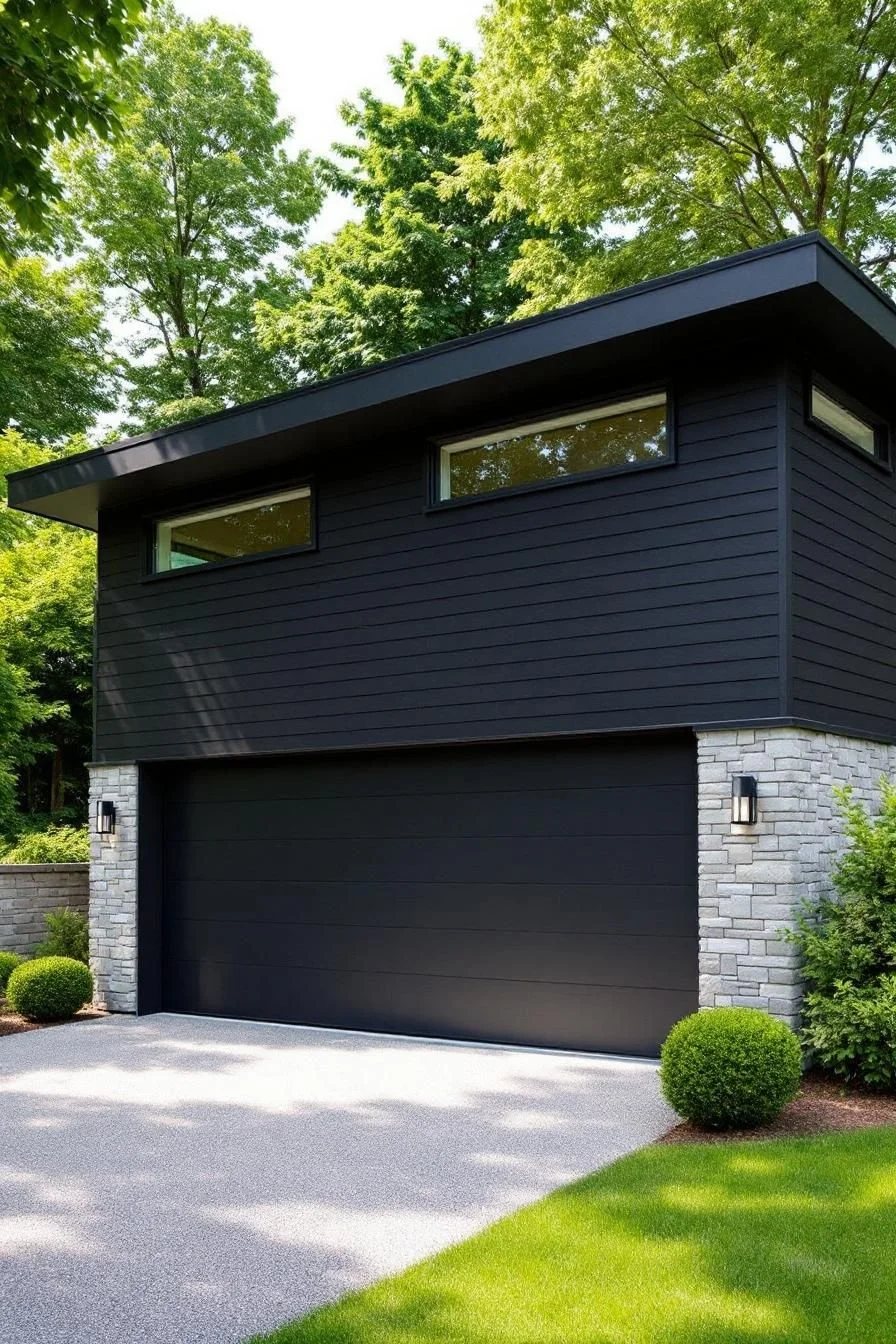 Elevated Jet-Black Timber Garage House