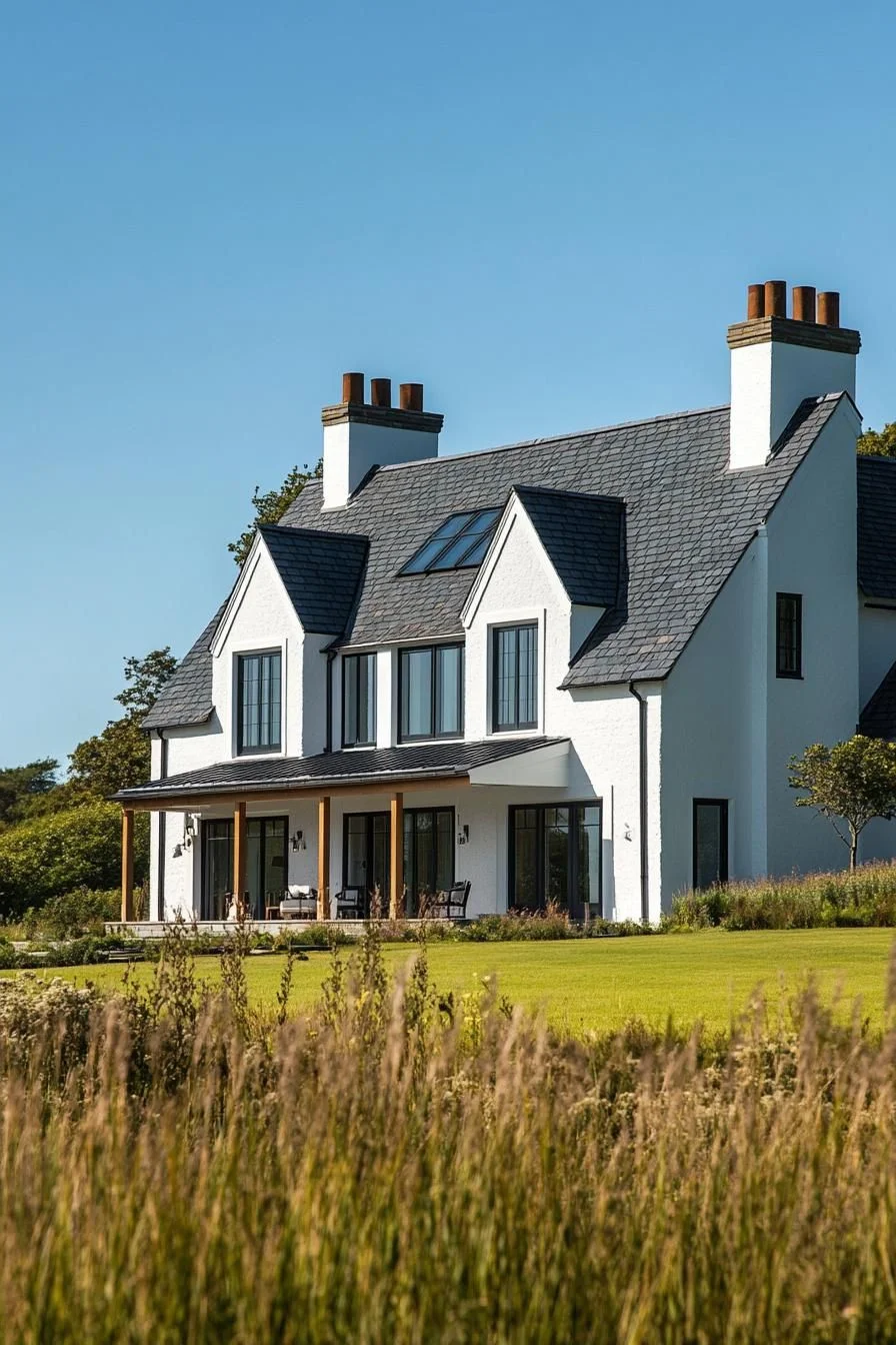 A Grand Meadow Farmhouse with Capped Chimneys