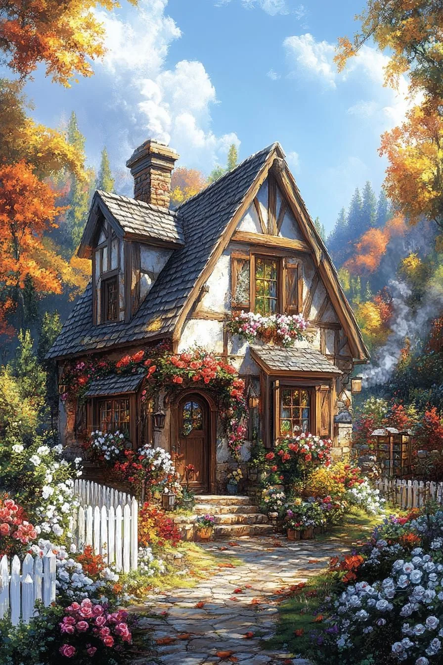 A Quaint Cottage Crowned in Petals